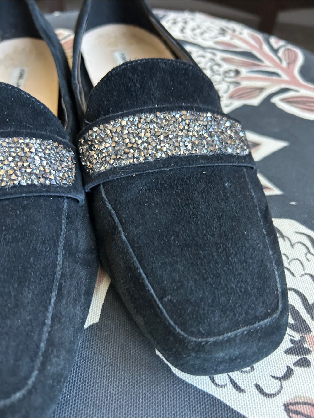 Karl Lagerfeld Paris Quincy Black Suede Rhinestone Loafers Size 8 - Picture 5 of 12